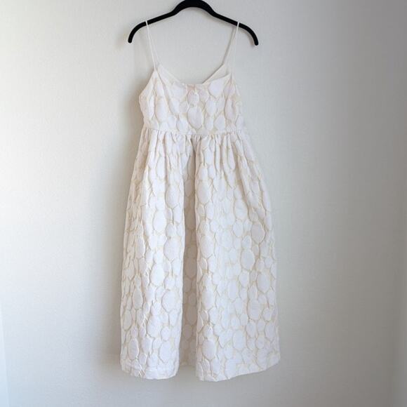 Samsoe Samsoe Warm White Grant Jacquard-Woven Sleeveless Midi Dress, size M - Picture 4 of 12